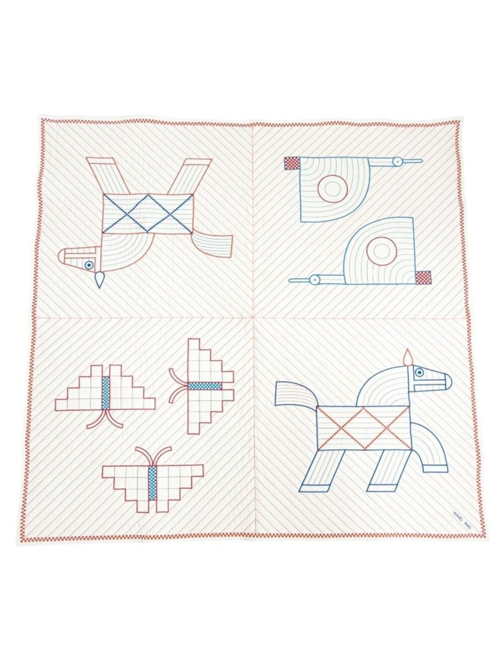 Hermes Quilted Cover Animo Natte Wool Cashmere Ecru Blanket